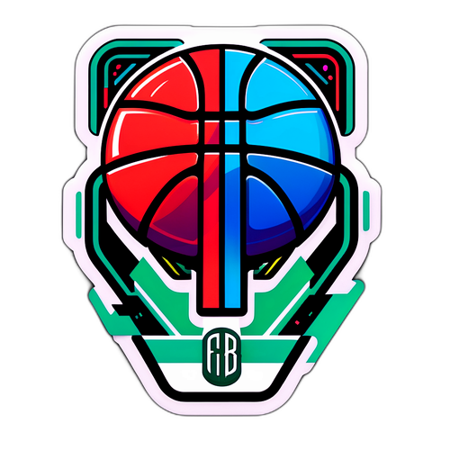 מדבקת מגרש כדורסל עתידני - יריבות בין הטרייל בלייזרס לקלטיקס