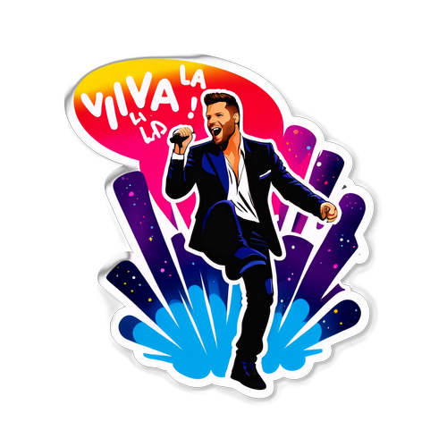 Vibrante sticker van Ricky Martin met 'Viva La Vida!'