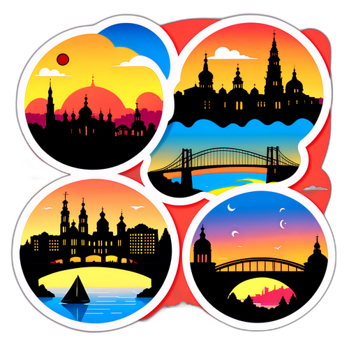 Стікери з зображеннями Києва в мінімалістичному стилі