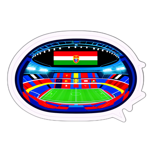 Iluminare artistică a unui stadion plin de fani