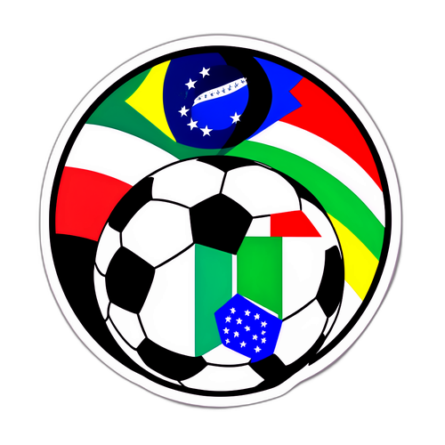 Sticker com Bola de Futebol e Bandeiras do Brasil e Itália