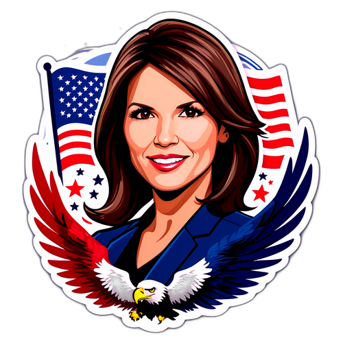 Kristi Noem Portræt med Amerikanske Symboler