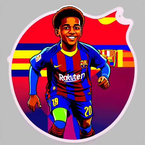 Sticker med Lamine Yamal i Barcelonas farver