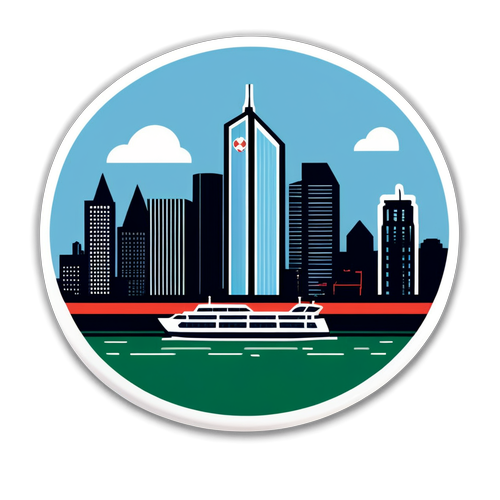 Sticker met de skyline van Rotterdam en het Feyenoord-embleem