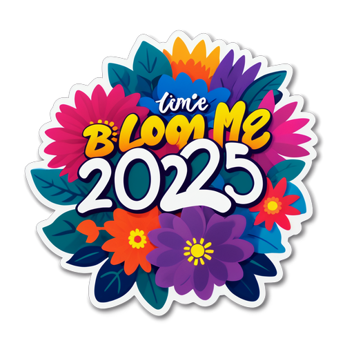 फूलों का स्टिकर 'Bloom Into 2025!'