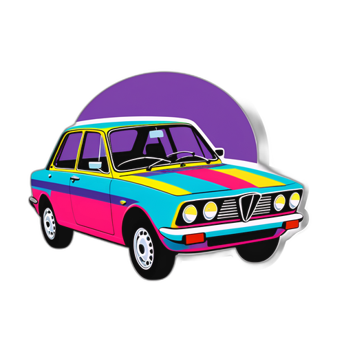 Αυτοκόλλητο με ρετρό Lancia σε ζωντανά χρώματα