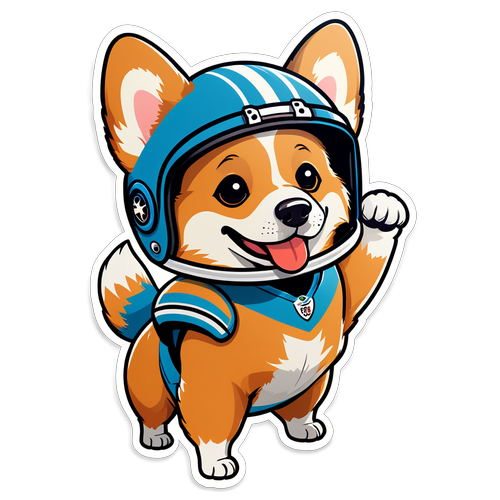 Playful Corgi in a Football Helmet: A Celebration of Pet Love and Sports Spirit