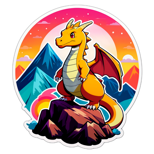 Sticker Mega Dragonite di Puncak Gunung