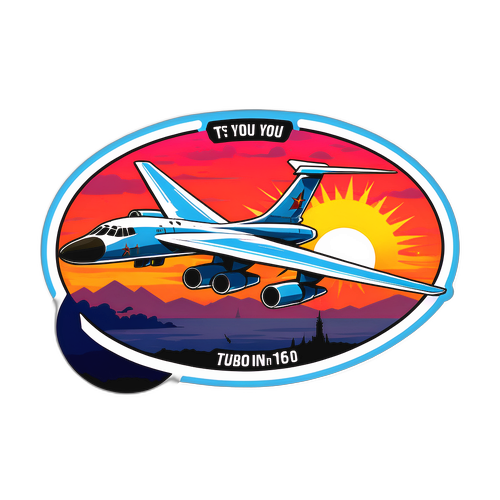 Наліпка з військовим бомбардувальником ТУ-160 на фоні заходу сонця