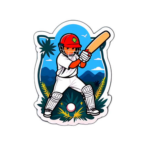 Sticker Hidangan Fauna Australia dan Peralatan Kriket