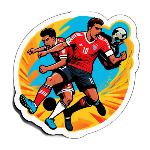 Tranh minh họa khoảnh khắc kịch tính giữa Flamengo và Bayern