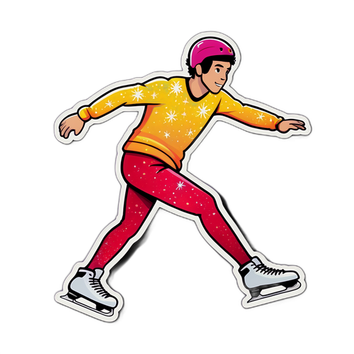 Autocollant de patineur artistique étincelant