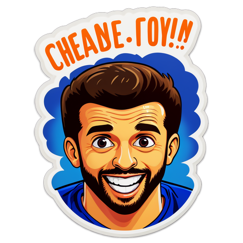 Sticker van een Chelsea-fan met aanmoedigingen voor het team in levendige typografie