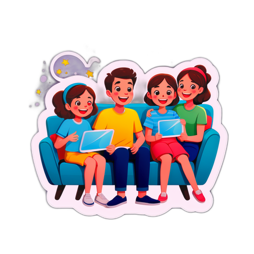 Família Assistindo TV com Alegria
