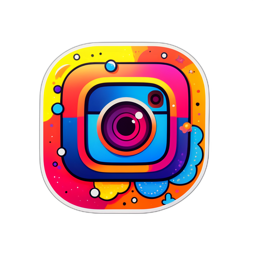 Яркий логотип Instagram с элементами поп-культуры