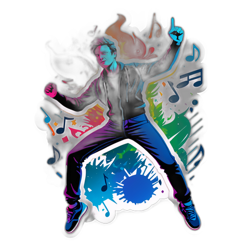 Dansende Jongeman met Muzieknoten