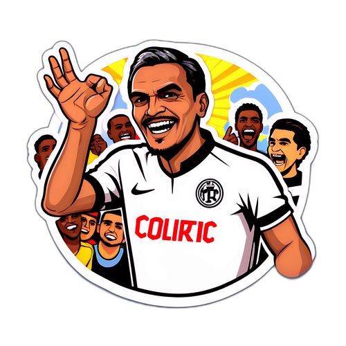 Romero em Pose Heroica com Fãs Felizes