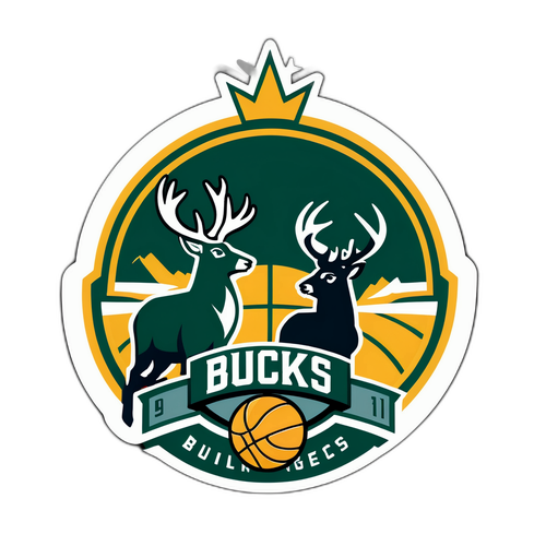 Pegatina que captura la emoción del juego entre los Bucks y los Nuggets