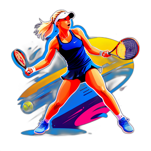 En dynamisk actionbild av Amanda Anisimova som utför ett kraftfullt tennisserve