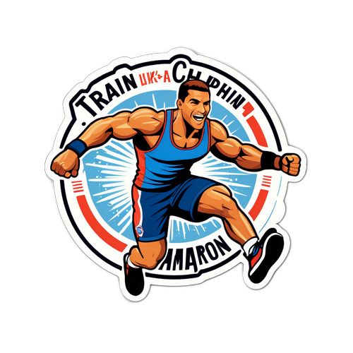 Наклейка с известным атлетом, выполняющим впечатляющий трюк