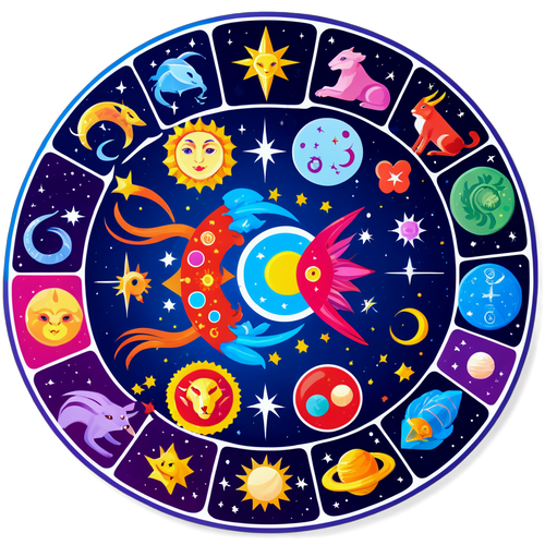 Autocollant montrant les signes astrologiques de manière colorée