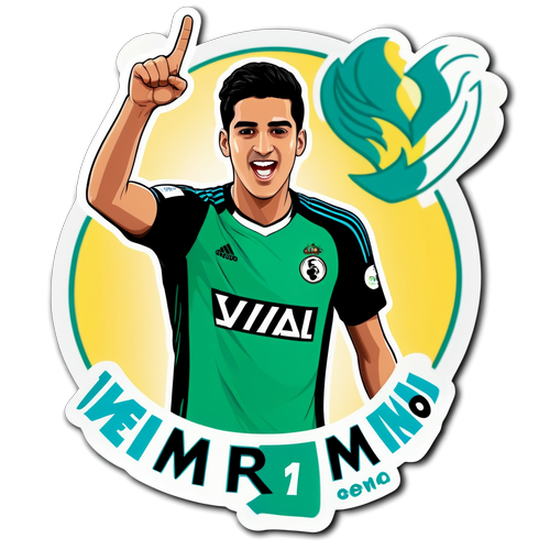 Hình ảnh của Mikel Merino với biểu tượng đội bóng và lời chúc mừng