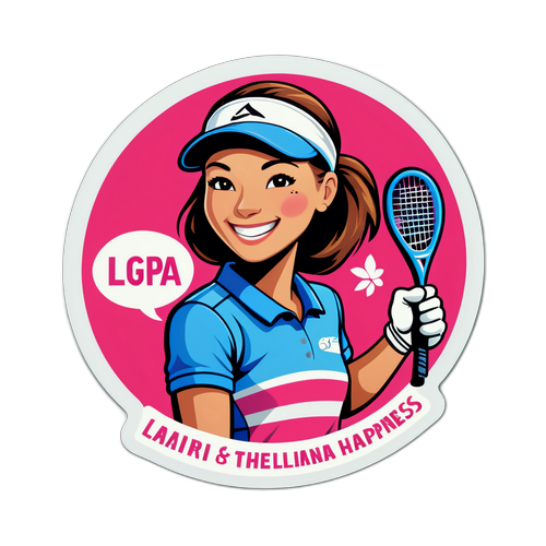 สติกเกอร์นักกีฬาหญิง LPGA กับสโลแกนเกี่ยวกับความสุขในกีฬา
