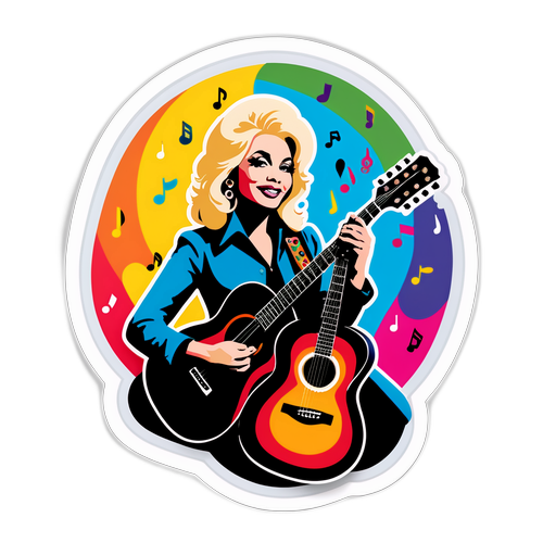 Adesivo in Stile Vintage con Silhouette di Musicista