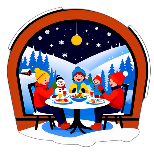 Mutlu Aile Yemeği Kış Manzarası