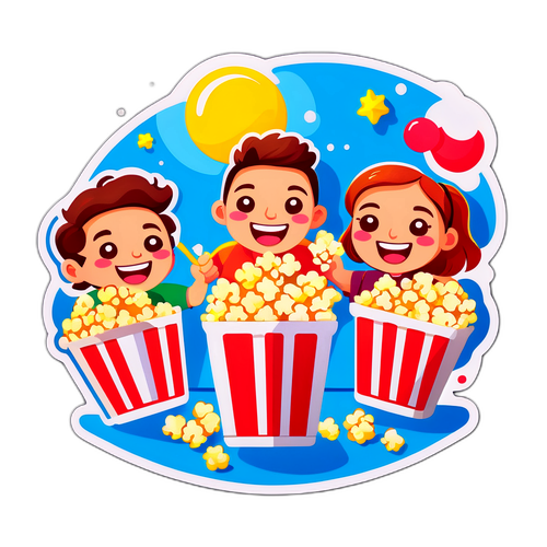 映画館で楽しむキャラクターたち