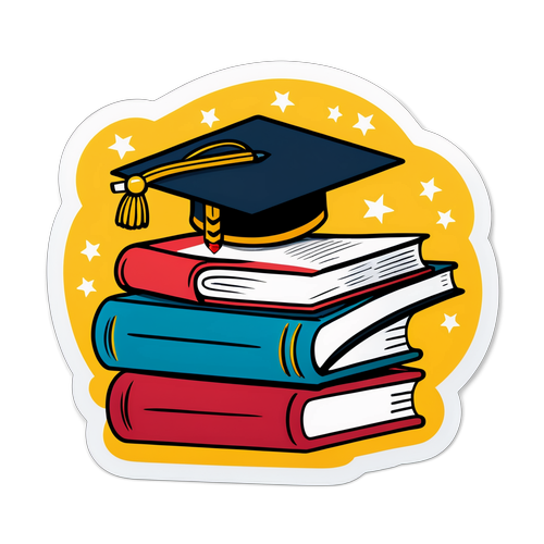 대학 입시 기념 책과 연필 일러스트 스티커