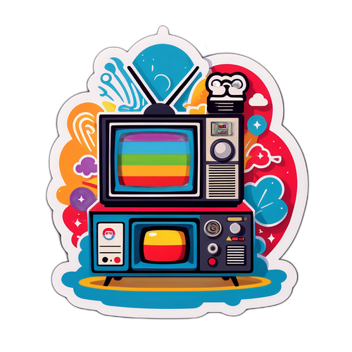 Retro Television Celebration Sticker