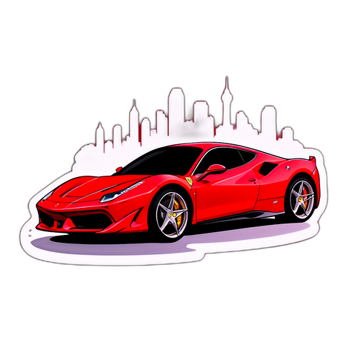 Ferrari Roșu cu Fundal Urban