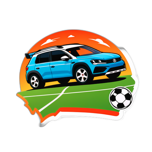 Sticker xe bóng đá đang chạy trên sân