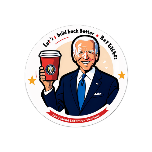 Sticker ya Biden Ikicheka na Kikombe cha Kahawa