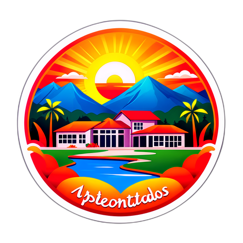 Um pôr do sol vibrante sobre uma comunidade de aposentados