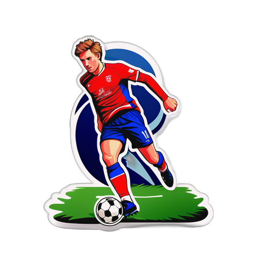 Sticker van Luke Littler in actie op het veld