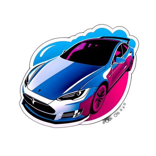 Een sticker van Elon Musk's beste innovaties: Tesla en SpaceX