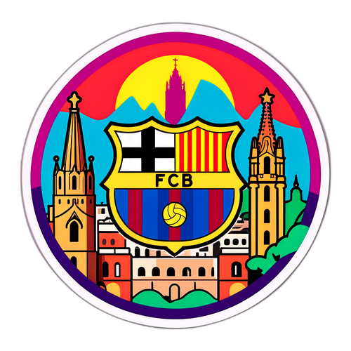 Biểu tượng của Barcelona với nền màu sắc nổi bật