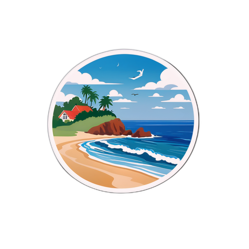 Fredelig strandscene ved Saugstrups kystlinie