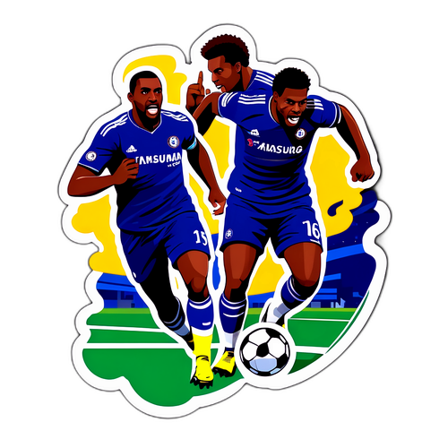 Dynamisches Chelsea-Motiv mit Fußballspielern