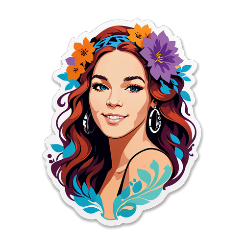 Stilfull klistremerke av Joss Stone med blomster og musikalske noter