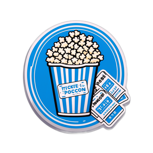 रेट्रो-स्टाइल नीला फिल्म-थीम वाला स्टिकर