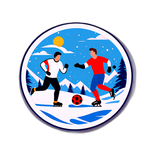 Ilustrație simbolică a aerului polar cu jucători de fotbal pe zăpadă