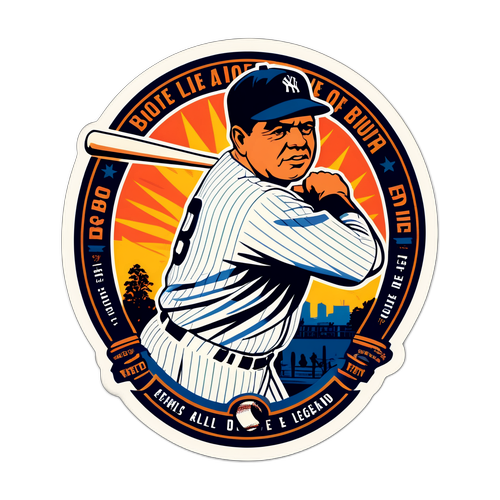 ベーブ・ルースのレトロスタイルアートポスター