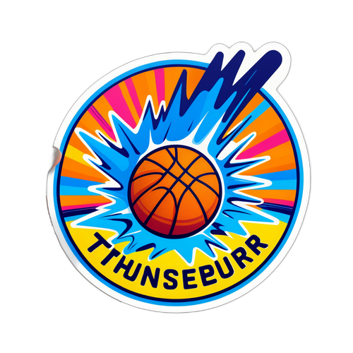Humorvoller Aufkleber mit einem herabfallenden Basketball