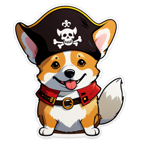 Corgi Pirat: Stickerul Care Îți Va Fura Inima și Te Va Duce Într-o Aventură Plină de Distracție!