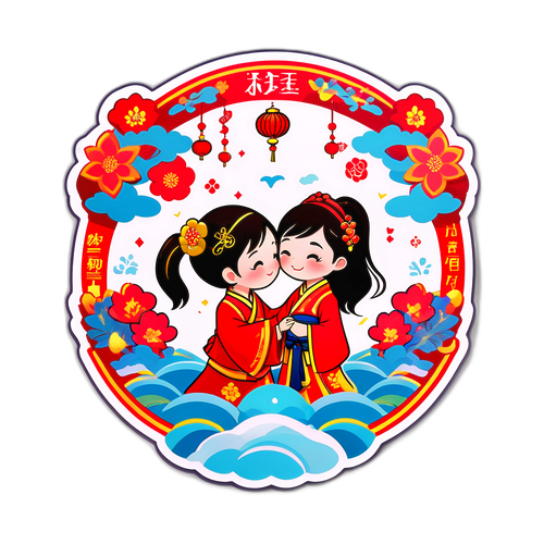七夕节爱情与浪漫的贴纸