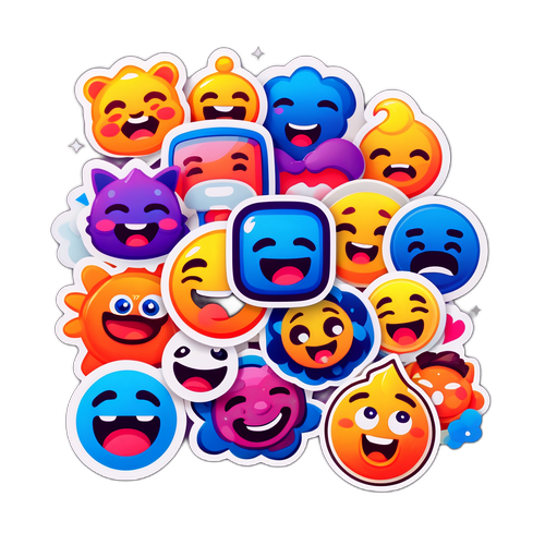 Śmieszne naklejki z emotikonami 'ig' wyrażającymi emocje