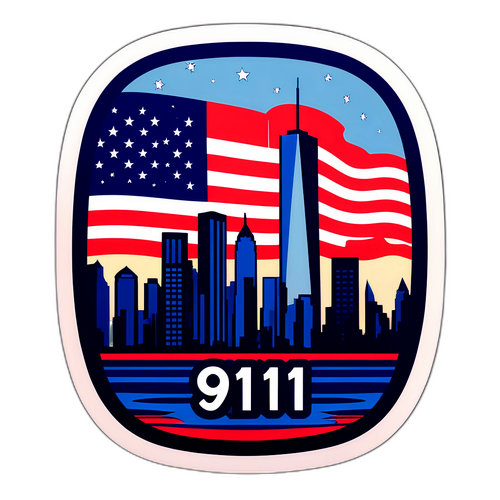 Reka Bentuk Pelekat Skyline Ikonik dengan Tarikh '9/11'